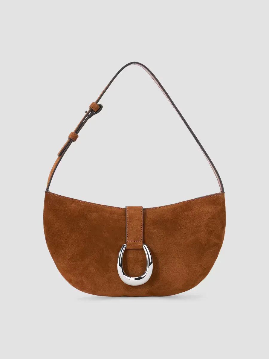 Harlow Crescent Suede Shoulder Bag by STAUD