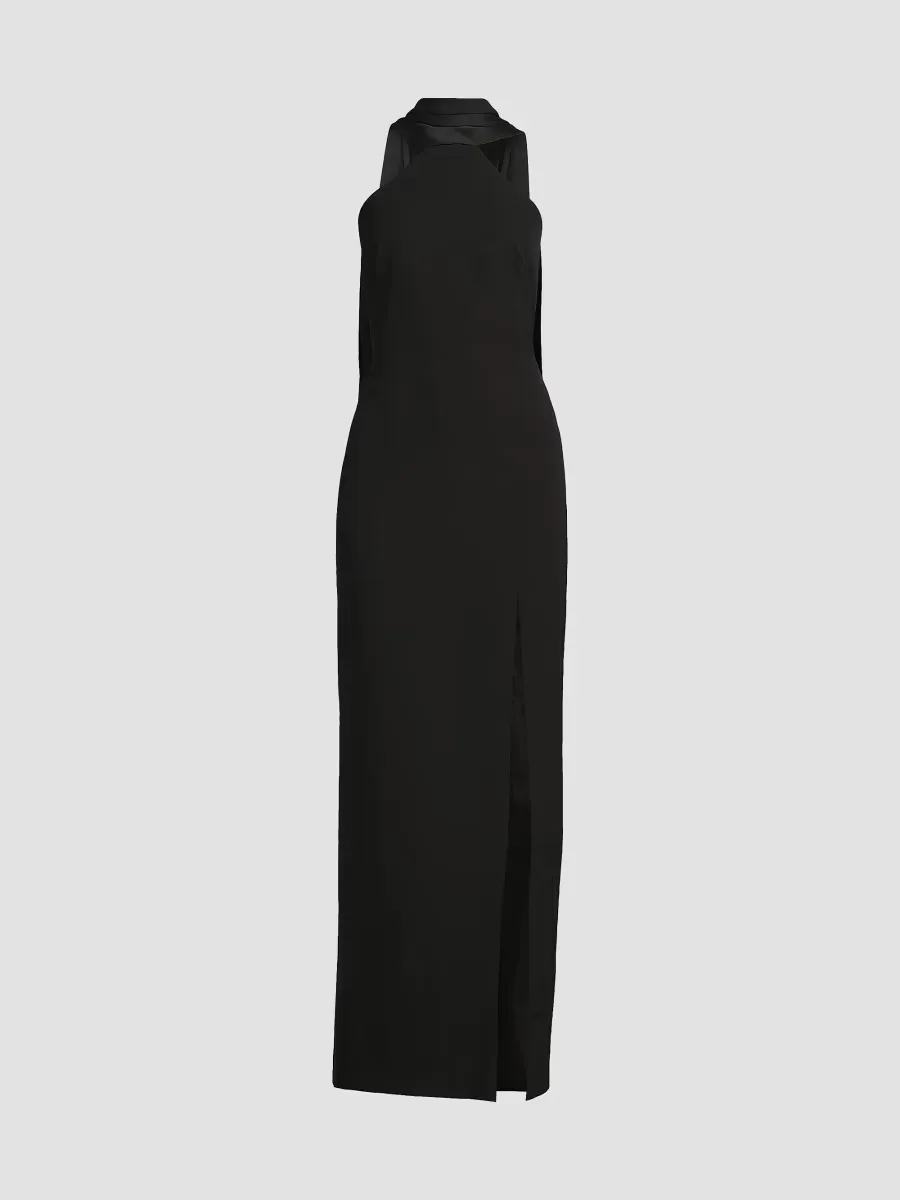Bonded Crêpe Scarf Column Gown