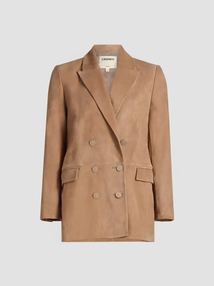 Aimee Suede Double-Breasted Blazer