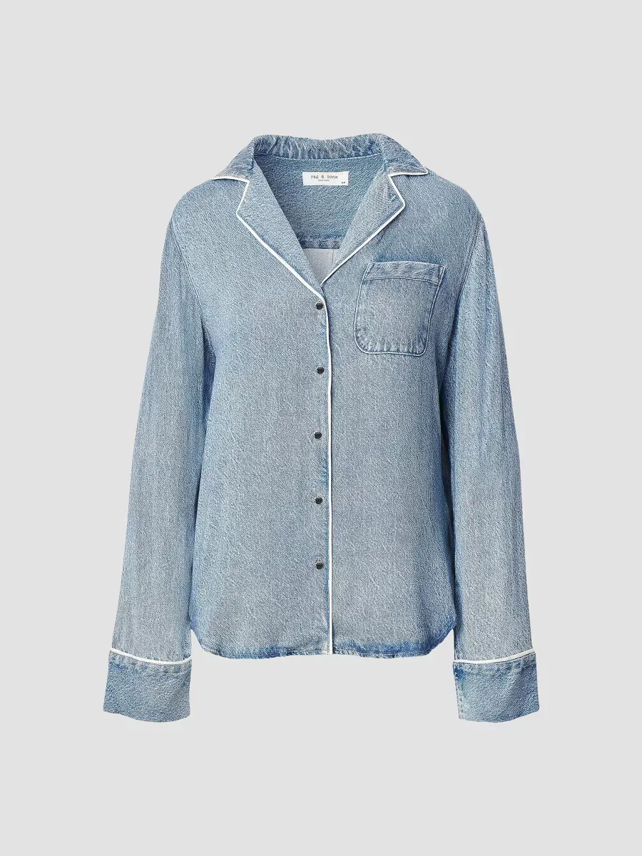 Rb Miramar Slink Printed Button-Front Lounge Shirt by rag & bone