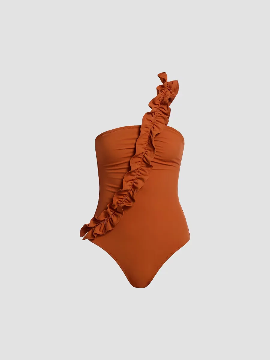 Capri Ruffled One-Shoulder One-Piece Swimsuit by Ulla Johnson