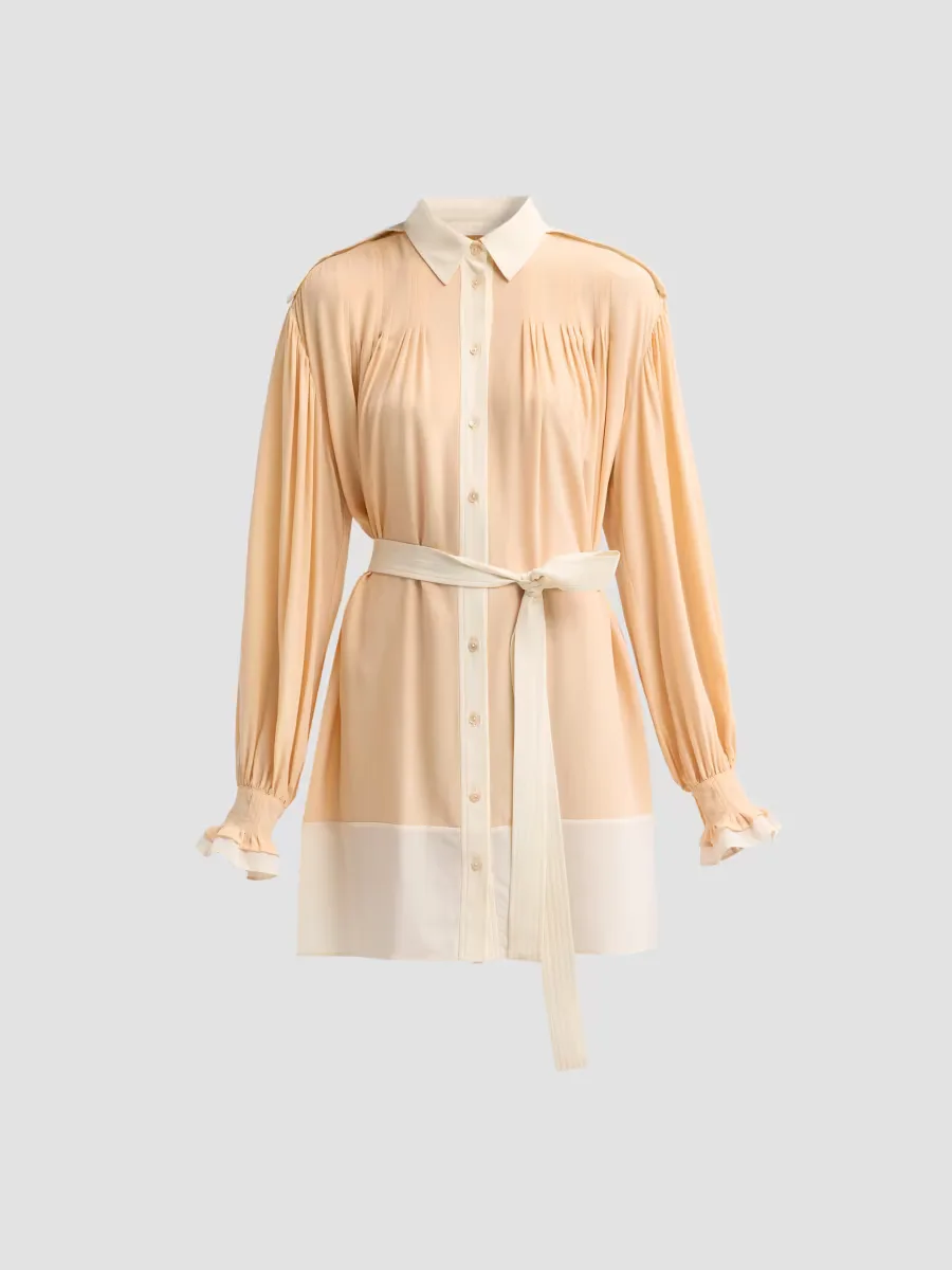 Linnea Silk Self-Belt Mini Shirtdress by Ulla Johnson