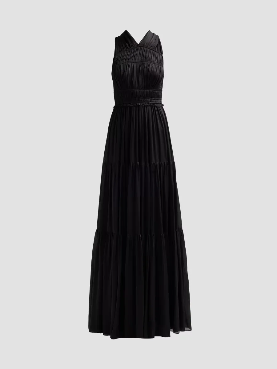 Freesia Ruched Silk V-Neck Gown by Ulla Johnson