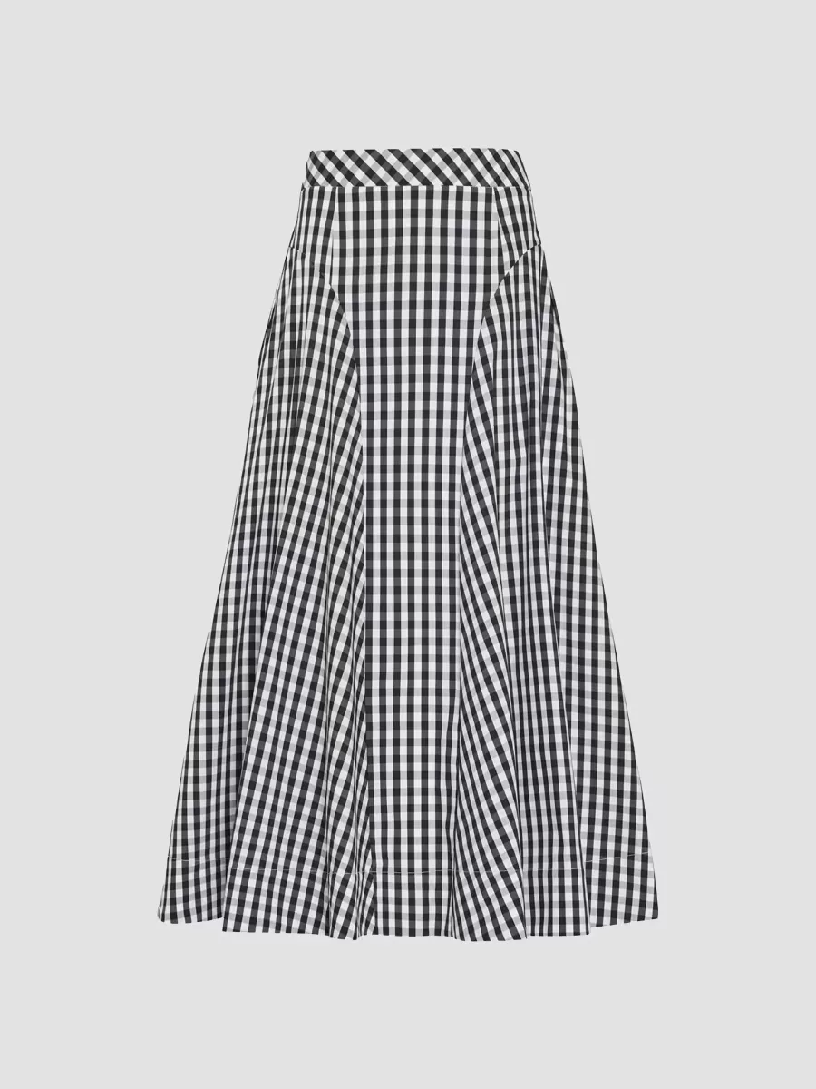 Robin Gingham Midi-Skirt by Milly