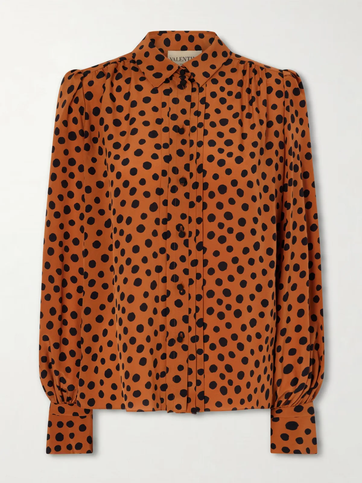 - Gathered Polka-dot Silk Crepe De Chine Shirt -