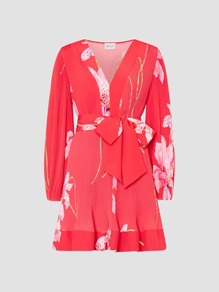 Liv Pleated Floral Minidress by Milly