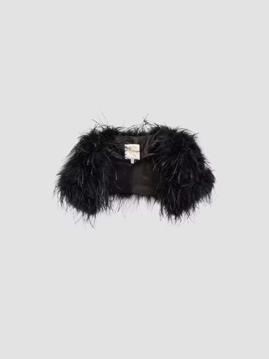 Feather Cap-Sleeve Bolero by Milly