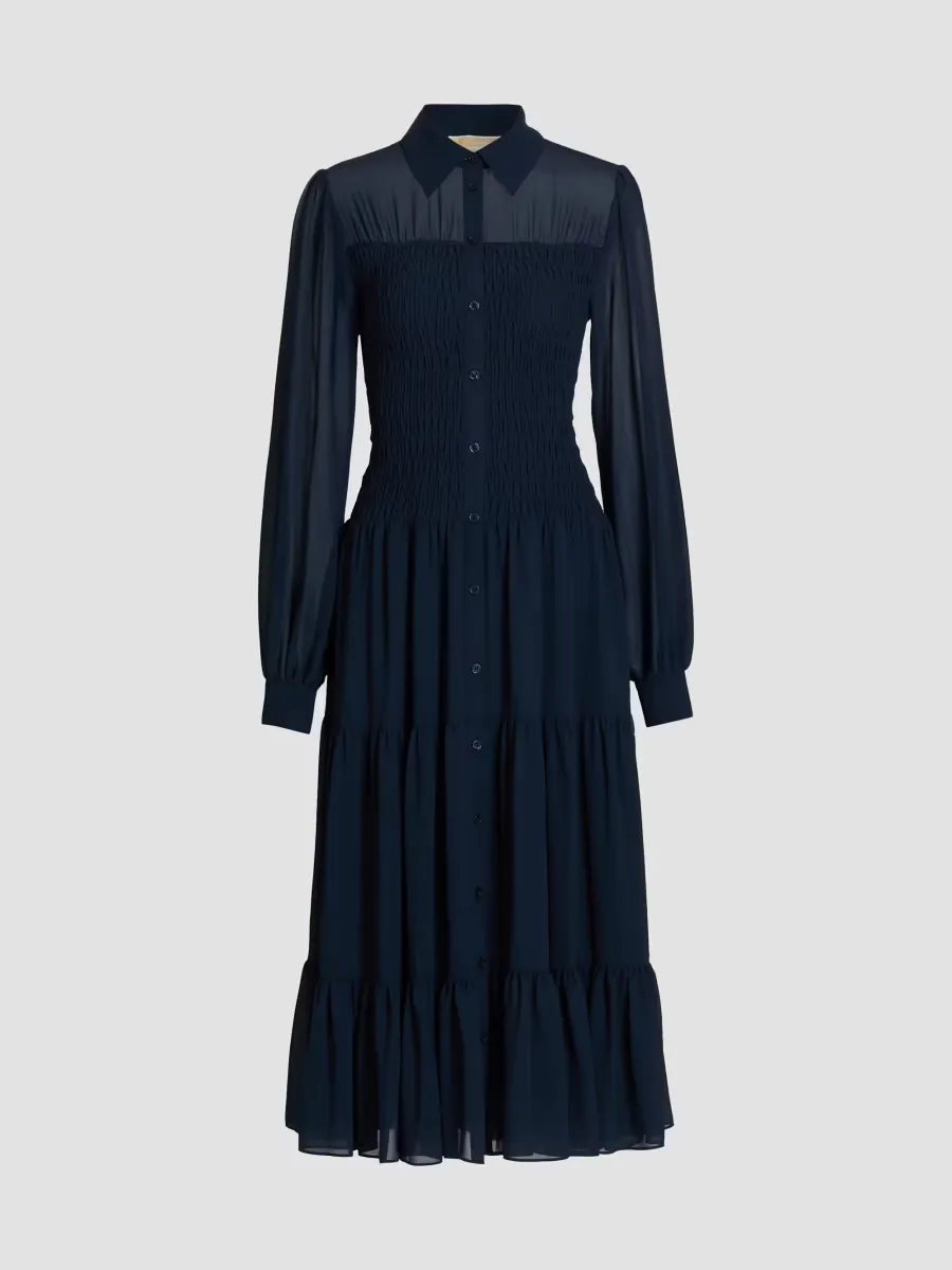 Michael Michael Kors Smocked Button-Front Shirtdress by Michael Kors