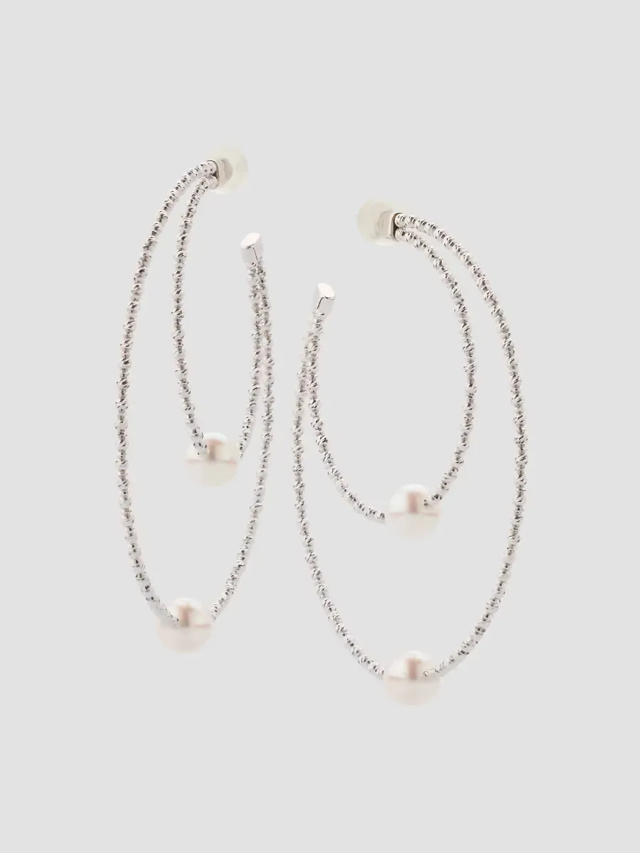 18K Gold & Akoya Pearl Double-Hoop Earrings by Pearls By Shari