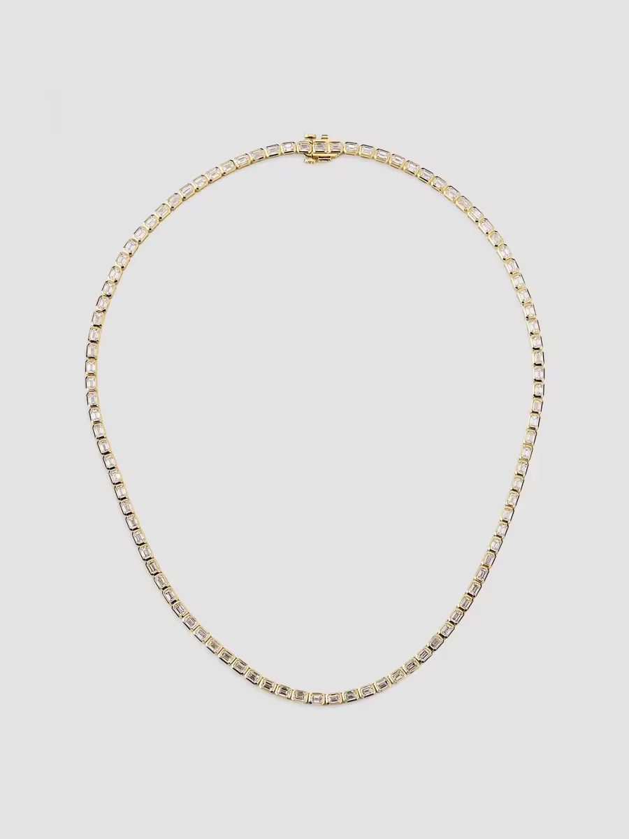 18K Yellow Gold & 9.18 TCW Diamond Tennis Necklace