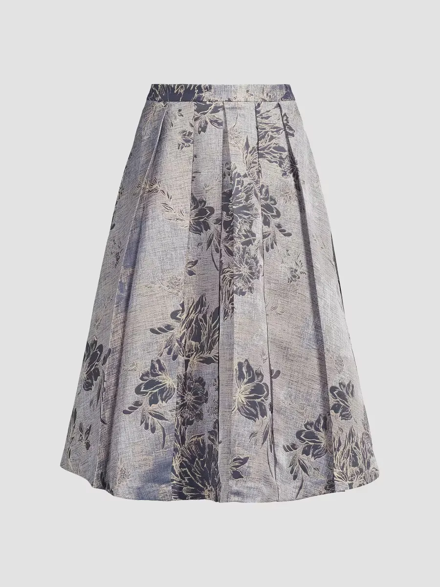 Bettina Jacquard Box Pleat Midi-Skirt by Kay Unger