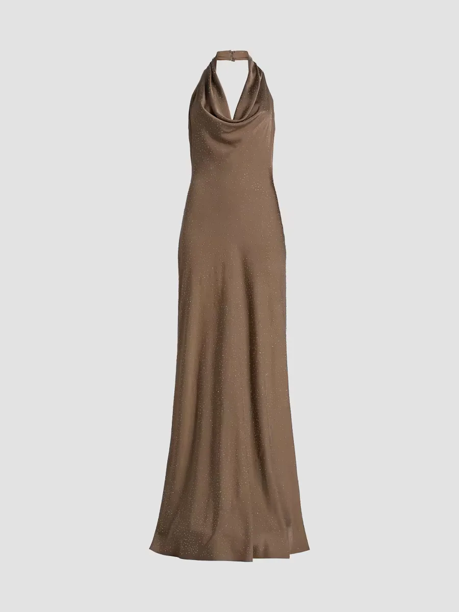 Sid Satin Cowlneck Gown by Halston