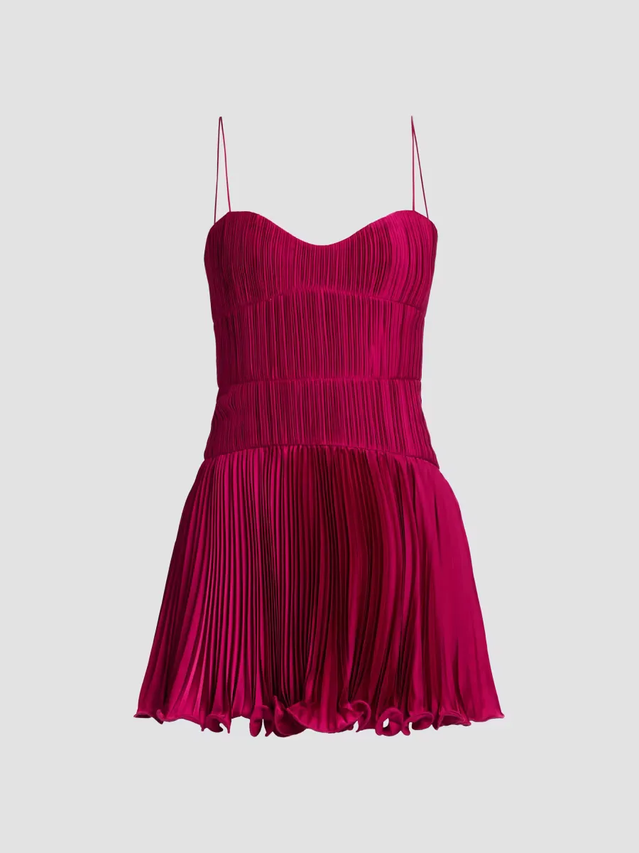 Cami Pleated Satin Minidress