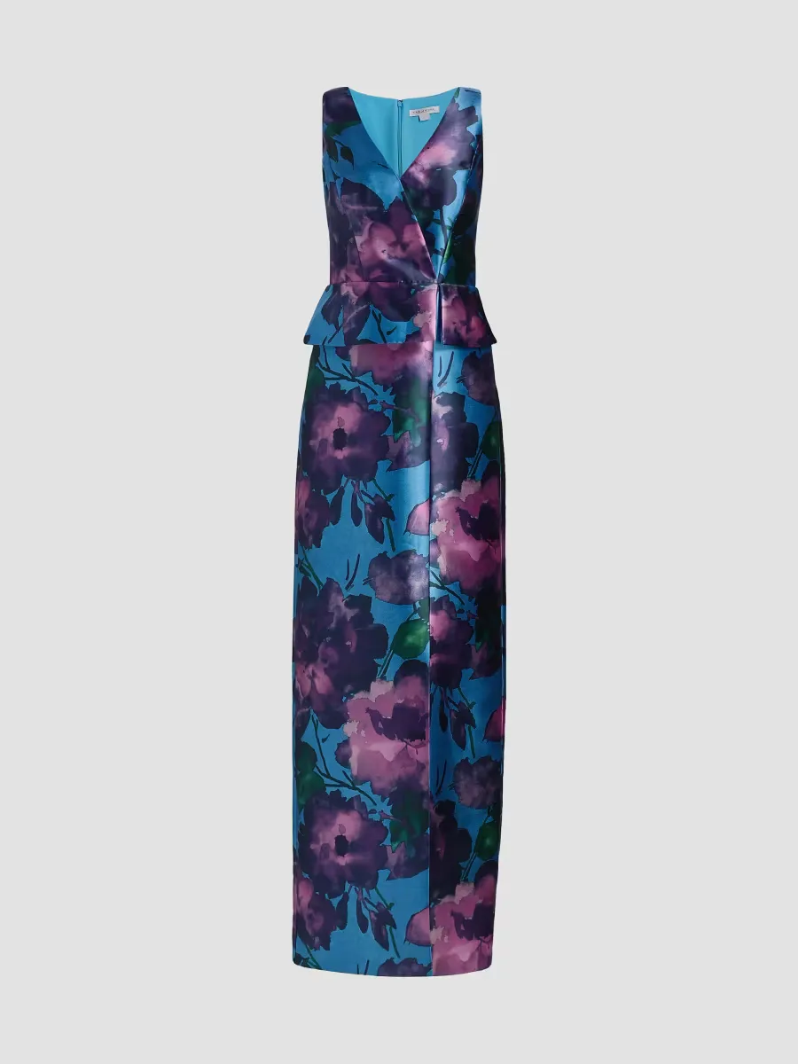Celeste Floral Mikado Column Gown by Kay Unger