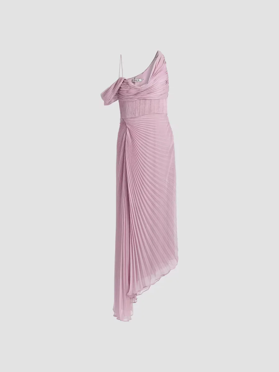 Joelle Pleated Draped Gown by Amur