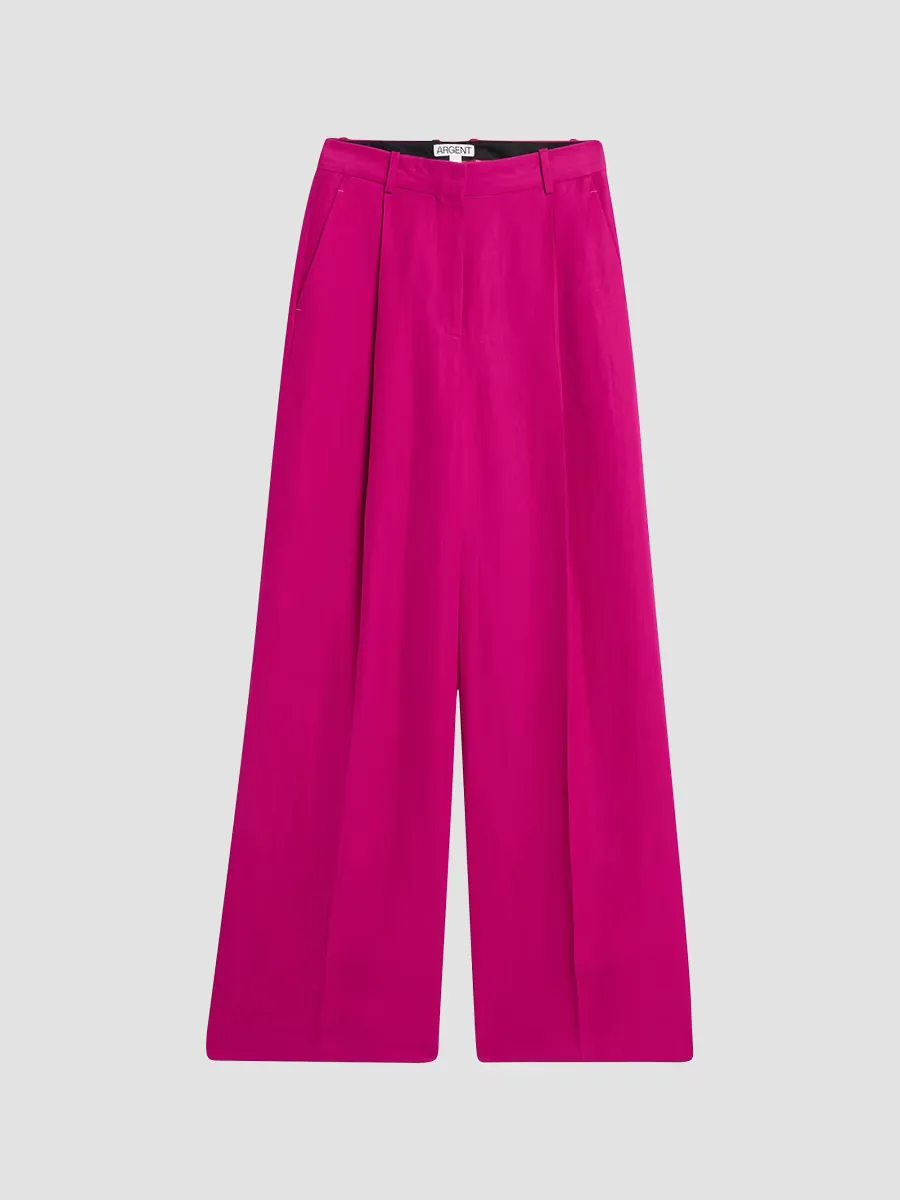 Pleated Twill High-Rise Trousers
