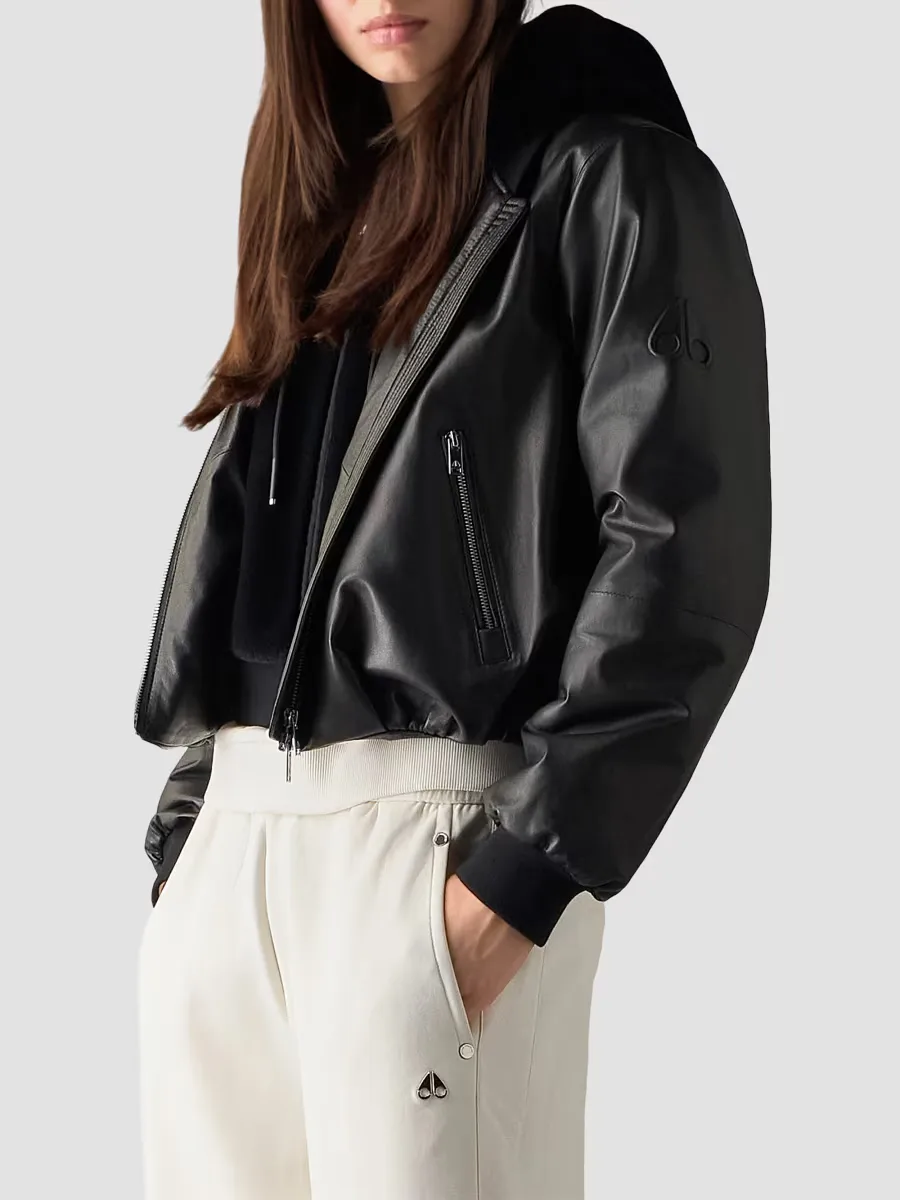 Cardin Leather Bomber Jacket by Moose Knuckles