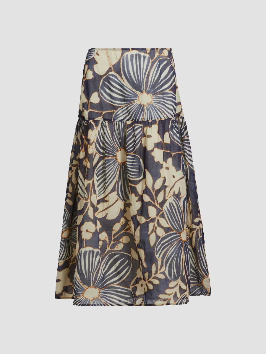 Owens Floral Cotton Midi-Skirt