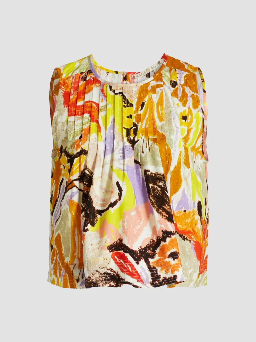 Letta Floral Pleated Top by Marie Oliver
