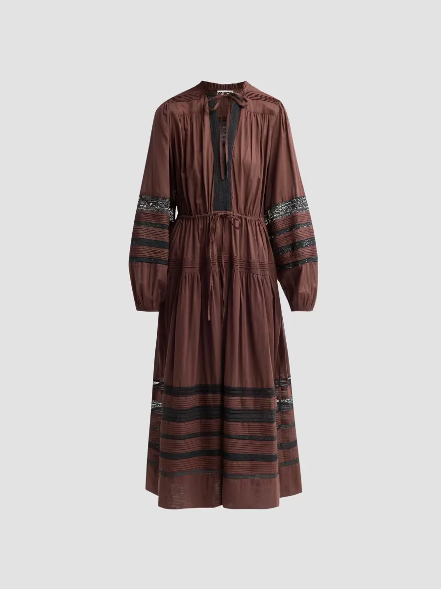 Marette Striped Cotton Mesh Midi Dress by Ciao Lucia