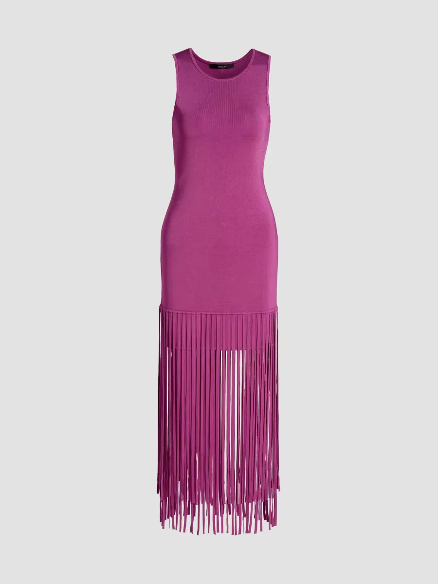Margaux Fringe-Accented Midi-Dress by Toccin