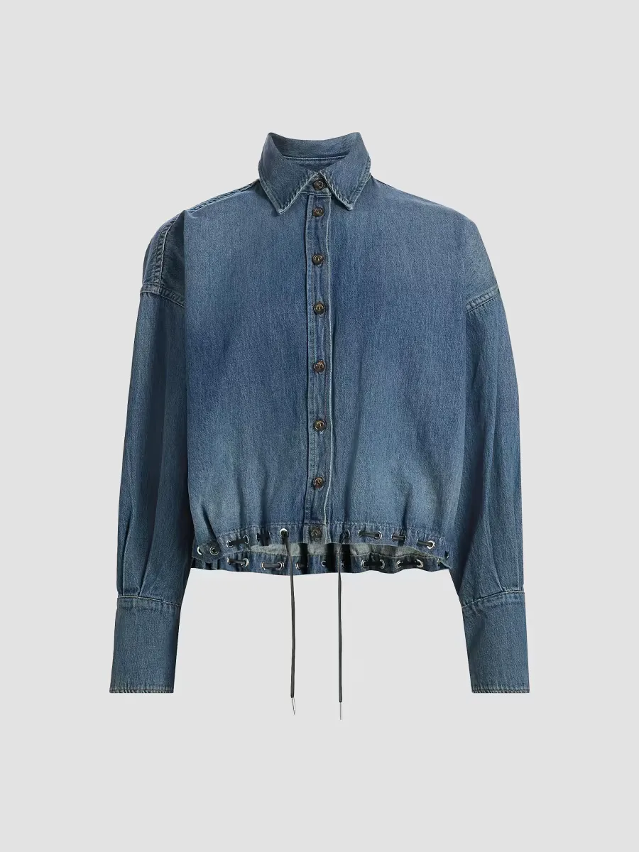Leland Denim Eyelet Shirt by Brandon Maxwell