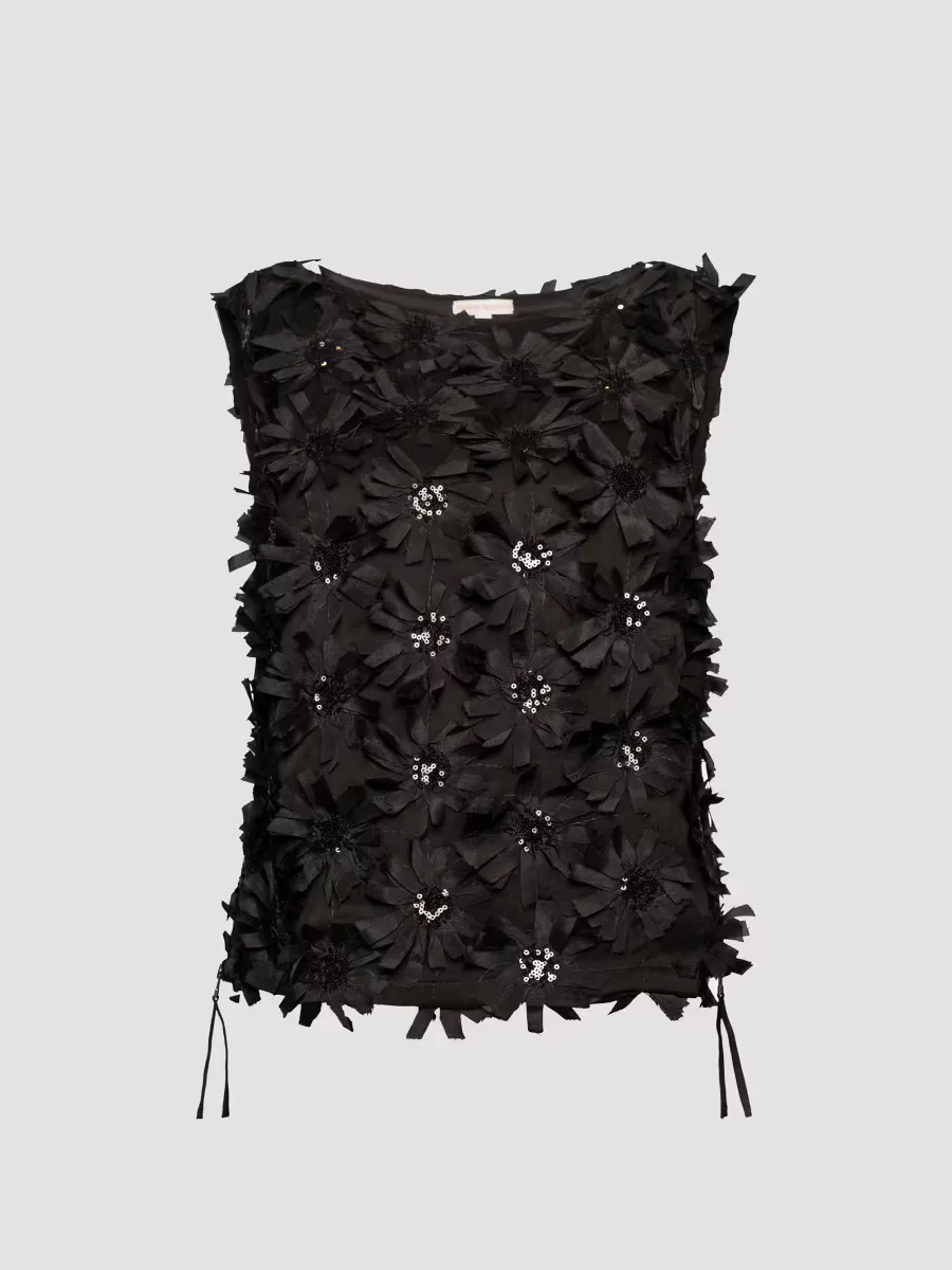 Cheree Embellished Daisy-Accented Top by Frances Valentine