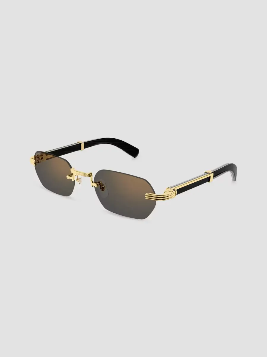 Premire De Cartier Ct0362S Metal & Wood Rimless Rectangular Sunglasses by Cartier's