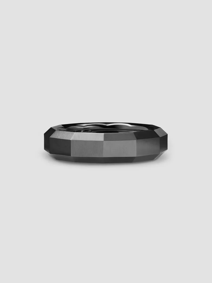 Faceted Band Ring in Black Titanium, 6MM by David Yurman