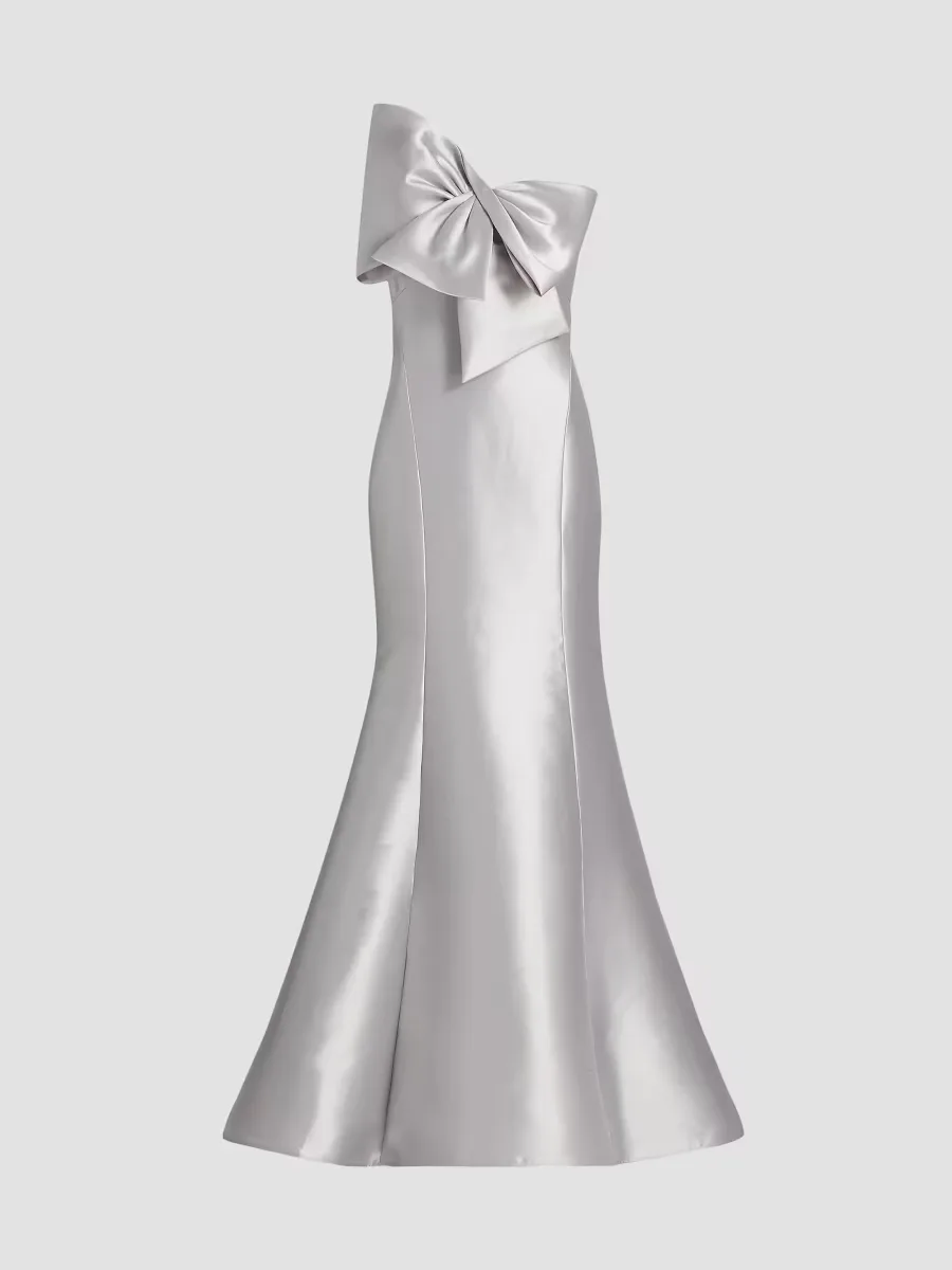 Metallic Satin Bow Mermaid Gown by Amsale