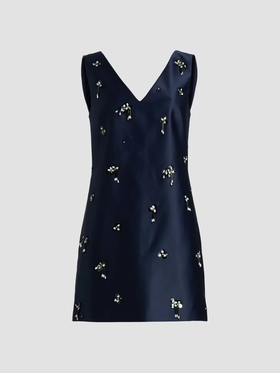 Halston Floral Sequin-Embellished Satin Minidress by Tanya Taylor