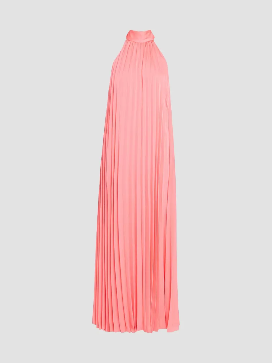 Beverly Pleated Halter Maxi Dress by Ungaro