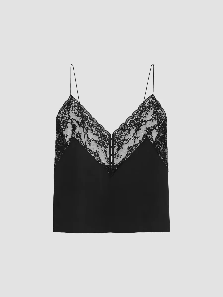 Top in Silk Satin Charmeuse and Lace by Saint Laurent