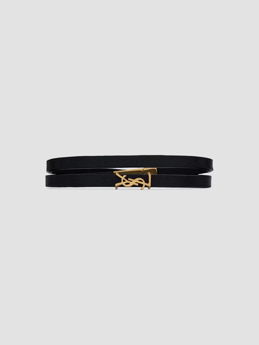 Opyum Double Wrap Bracelet in Leather and Metal by Saint Laurent