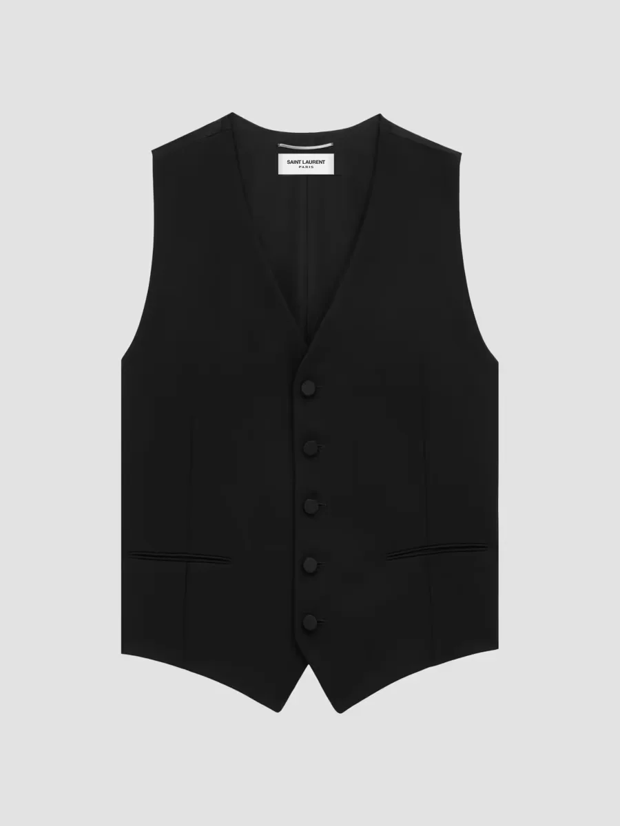 Cassandre Tuxedo Vest in Grain De Poudre by Saint Laurent