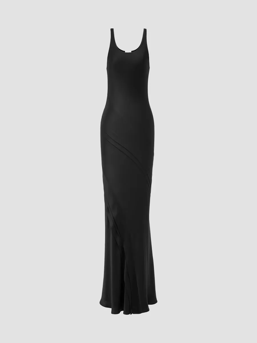 Long Tank Dress in Silk Satin by Saint Laurent