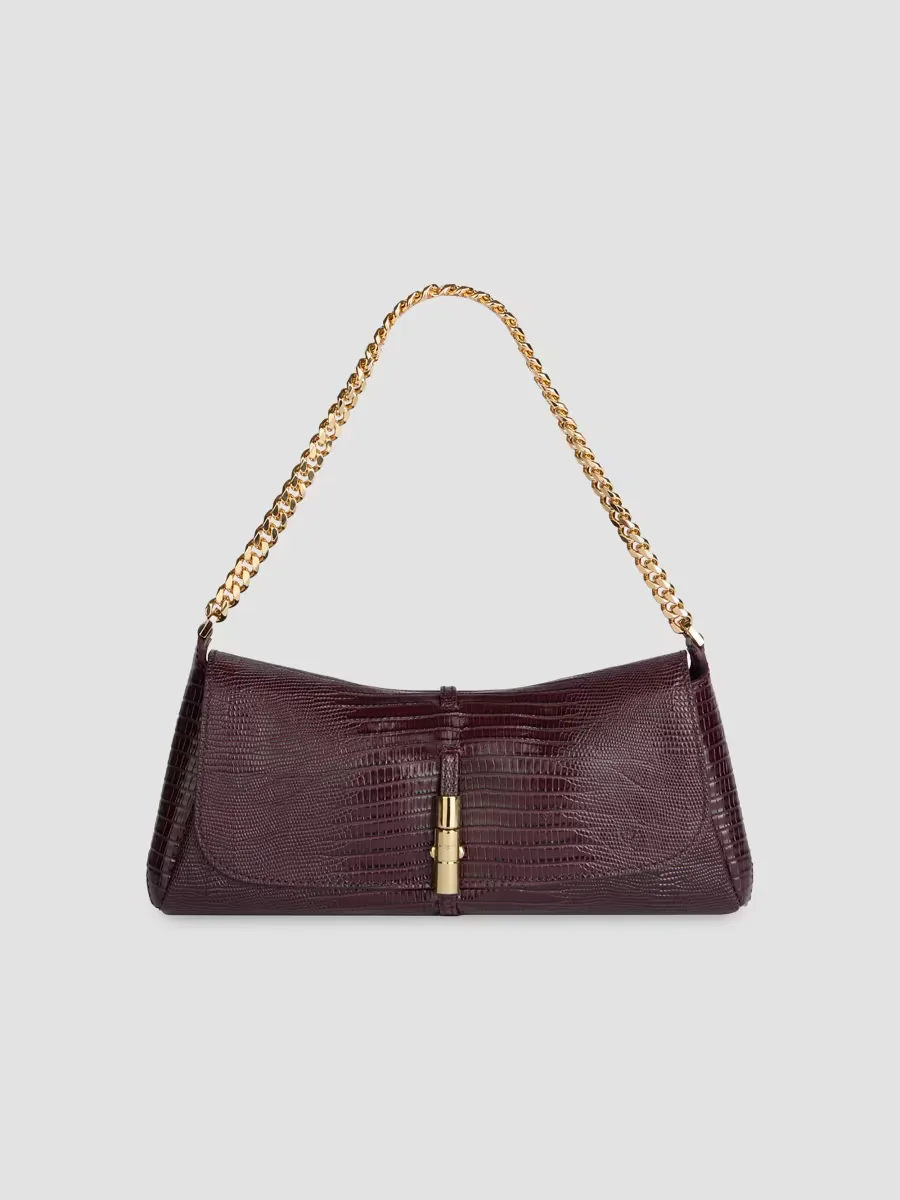Metropolis Lizard-Embossed Leather Shoulder Bag by Balmain
