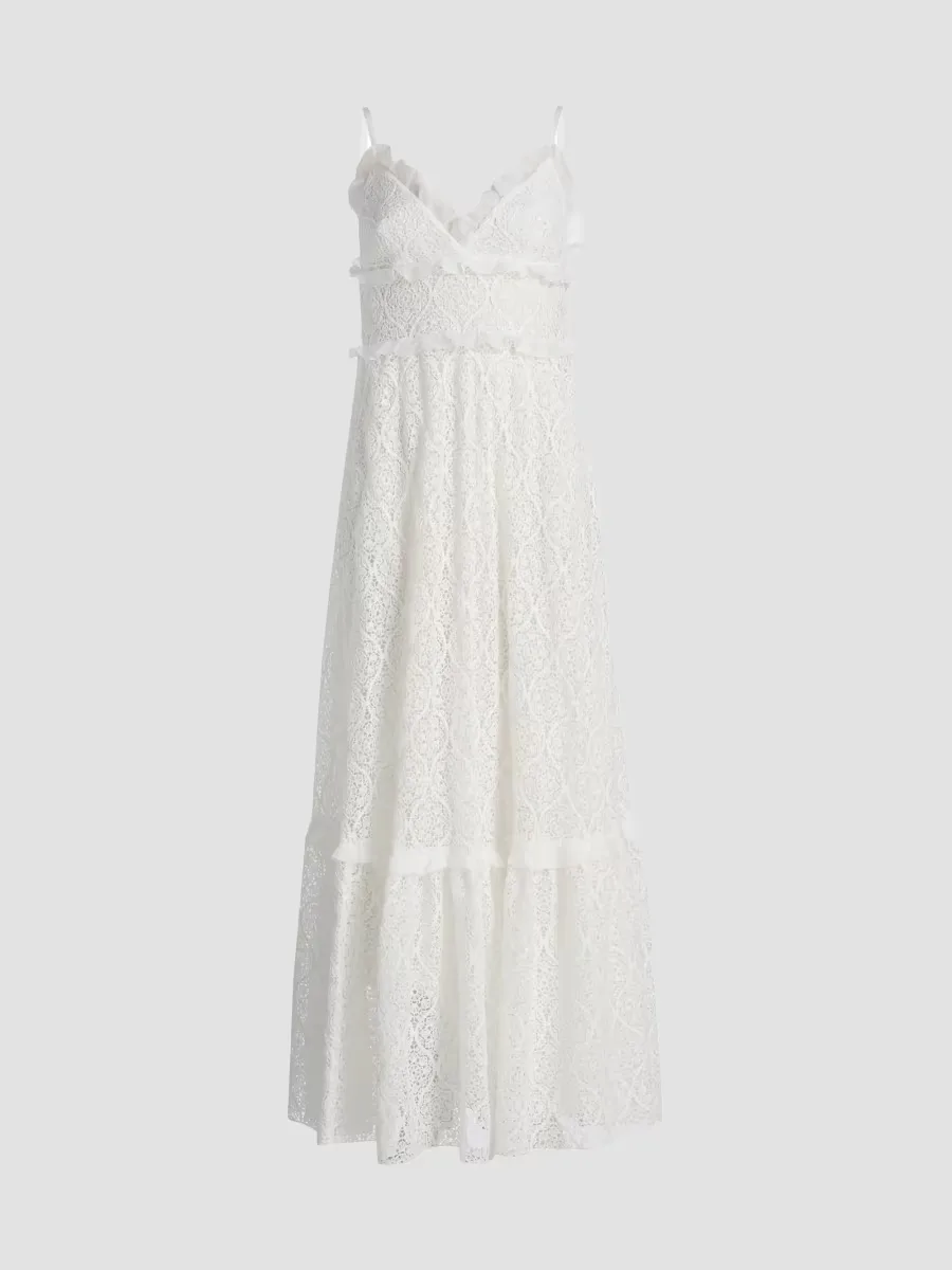 Macram Lace Ruffle Maxi Dress by Giambattista Valli
