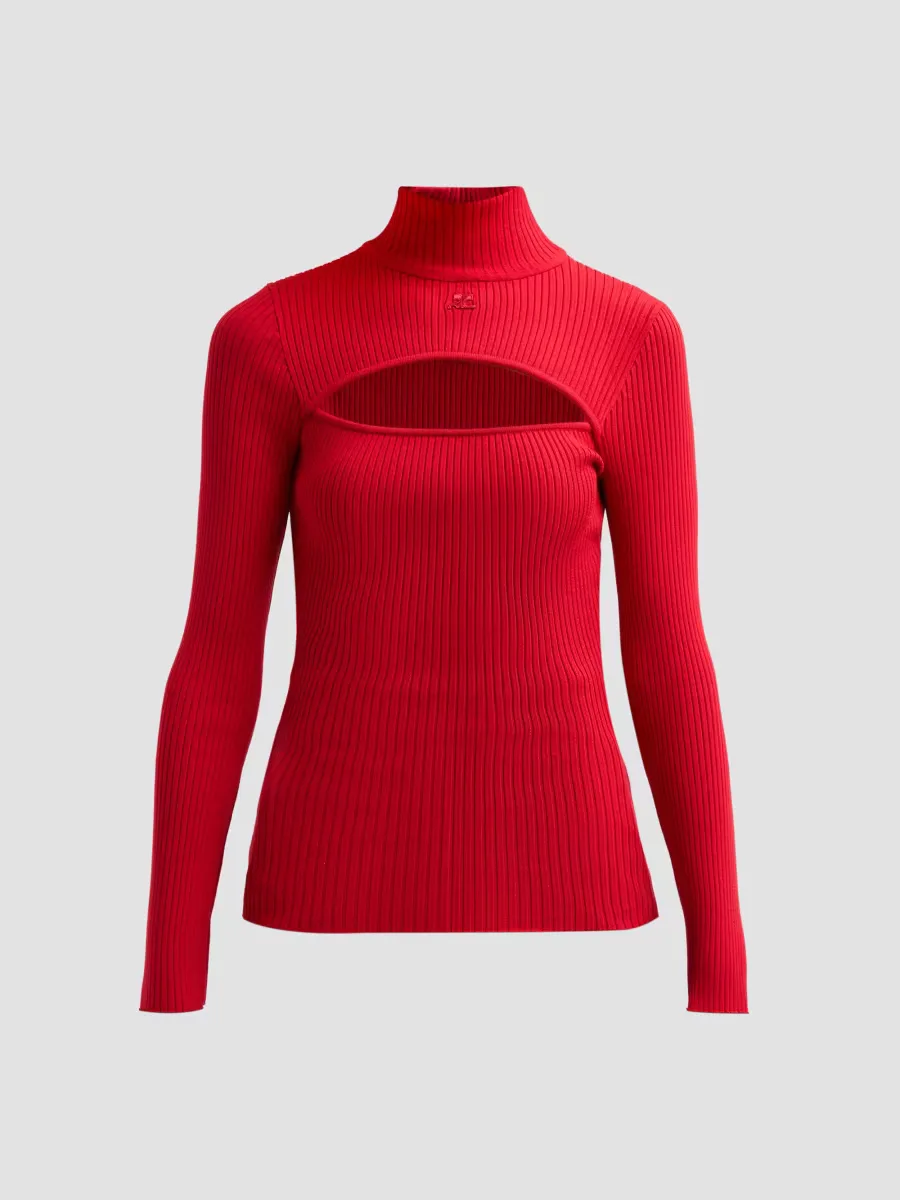 Rib-Knit Slash Sweater by Courreges