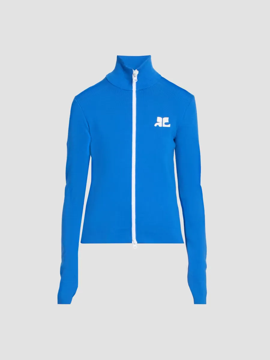 Merino Wool Zip-Front Cardigan by Courreges