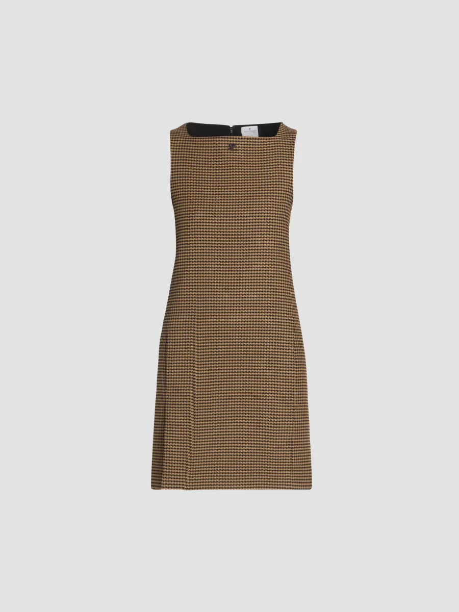 Houndstooth Twill Slit Mini Dress by Courreges