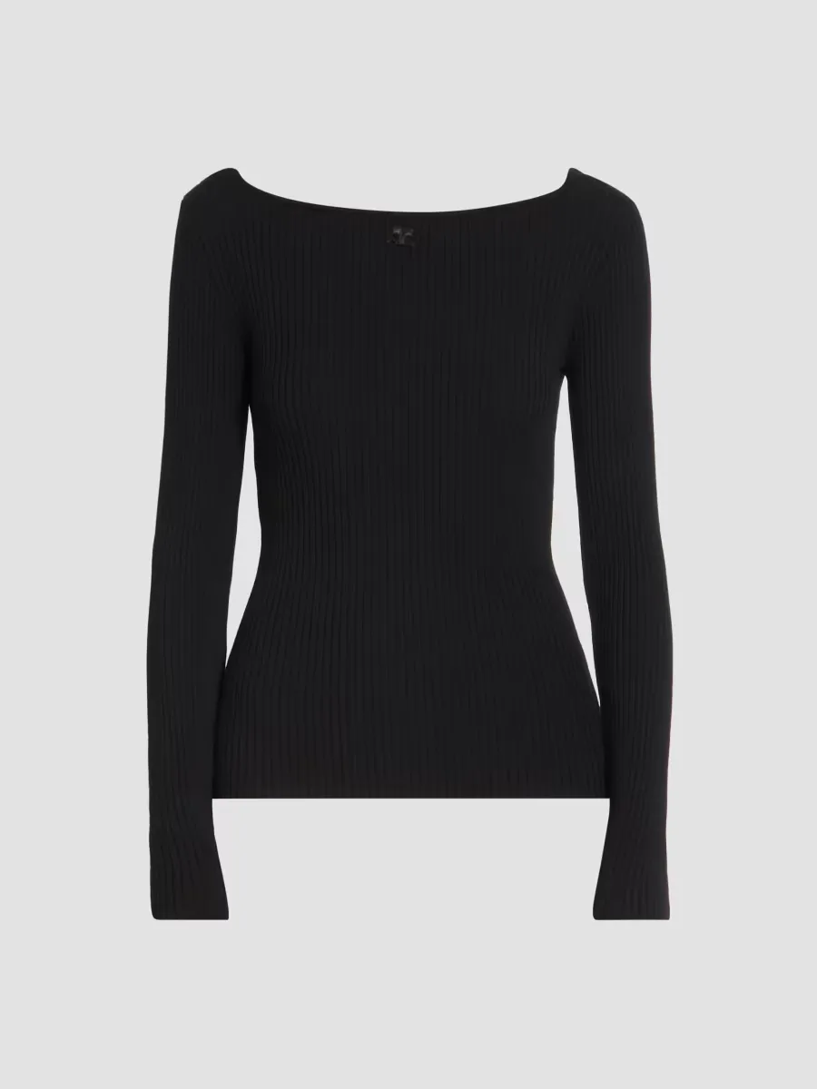 Rib-Knit Boatneck Sweater by Courreges