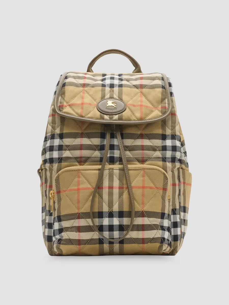 Horseshoe Check Logo Backpack by Burberry