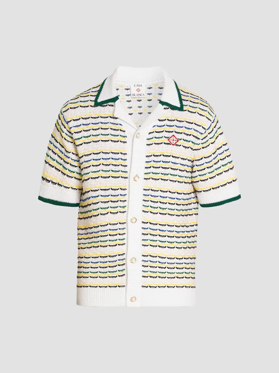 Striped Cotton Knit Button-Front Shirt by Casablanca