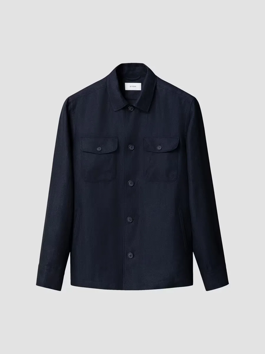 Herringbone Linen-Blend Shirt Jacket by Eton