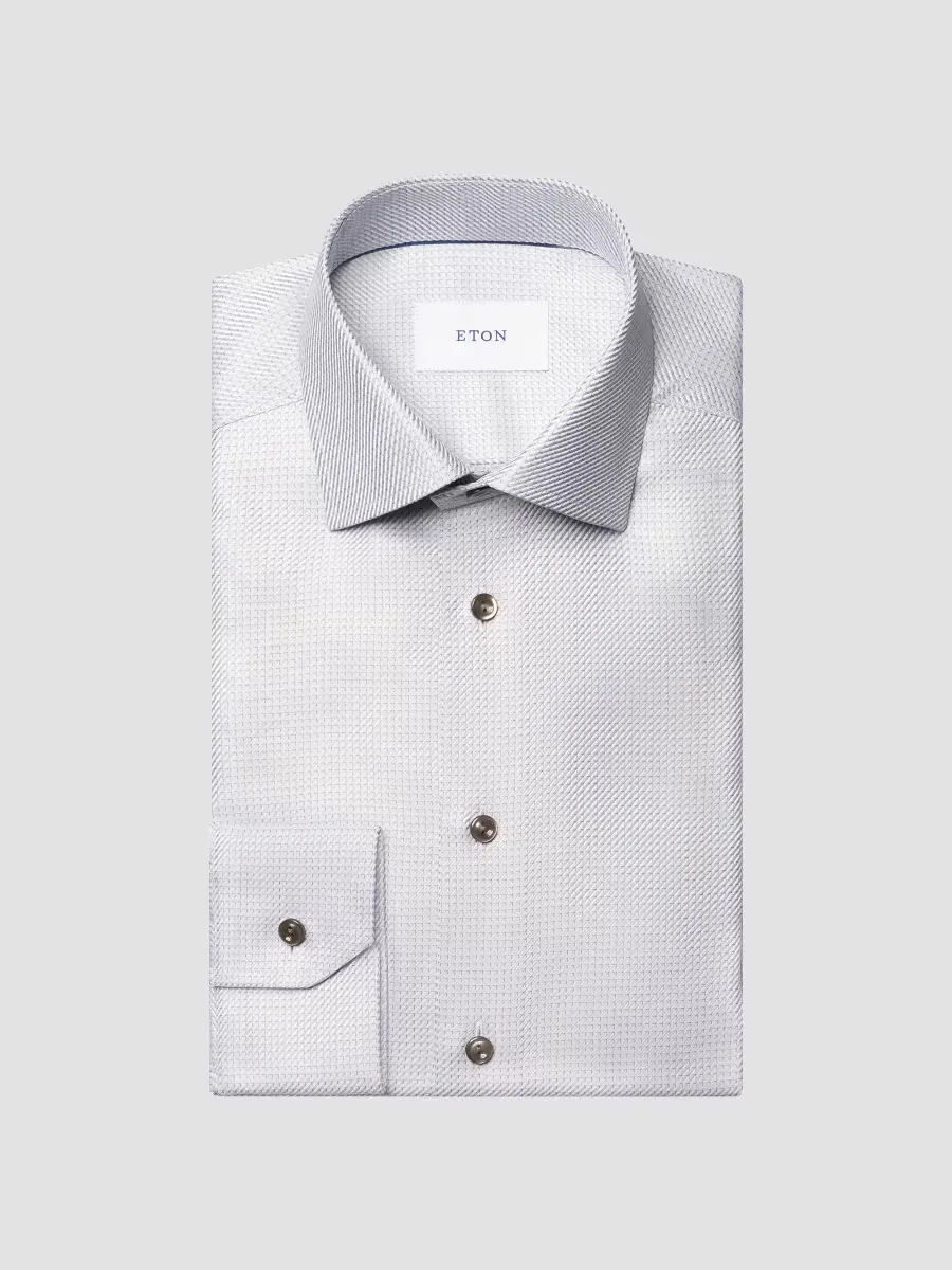 Micro Check Twill Shirt by Eton