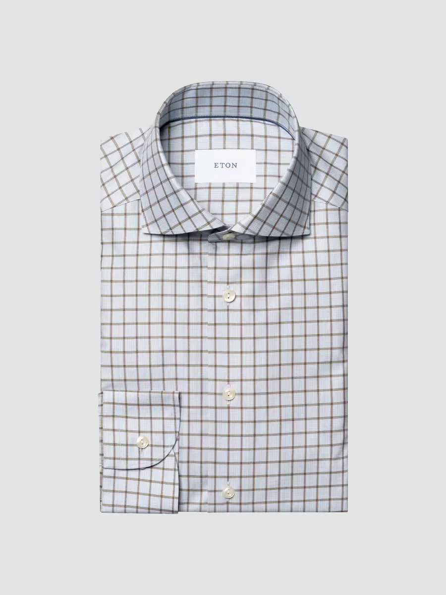 Check Cotton Twill Shirt by Eton