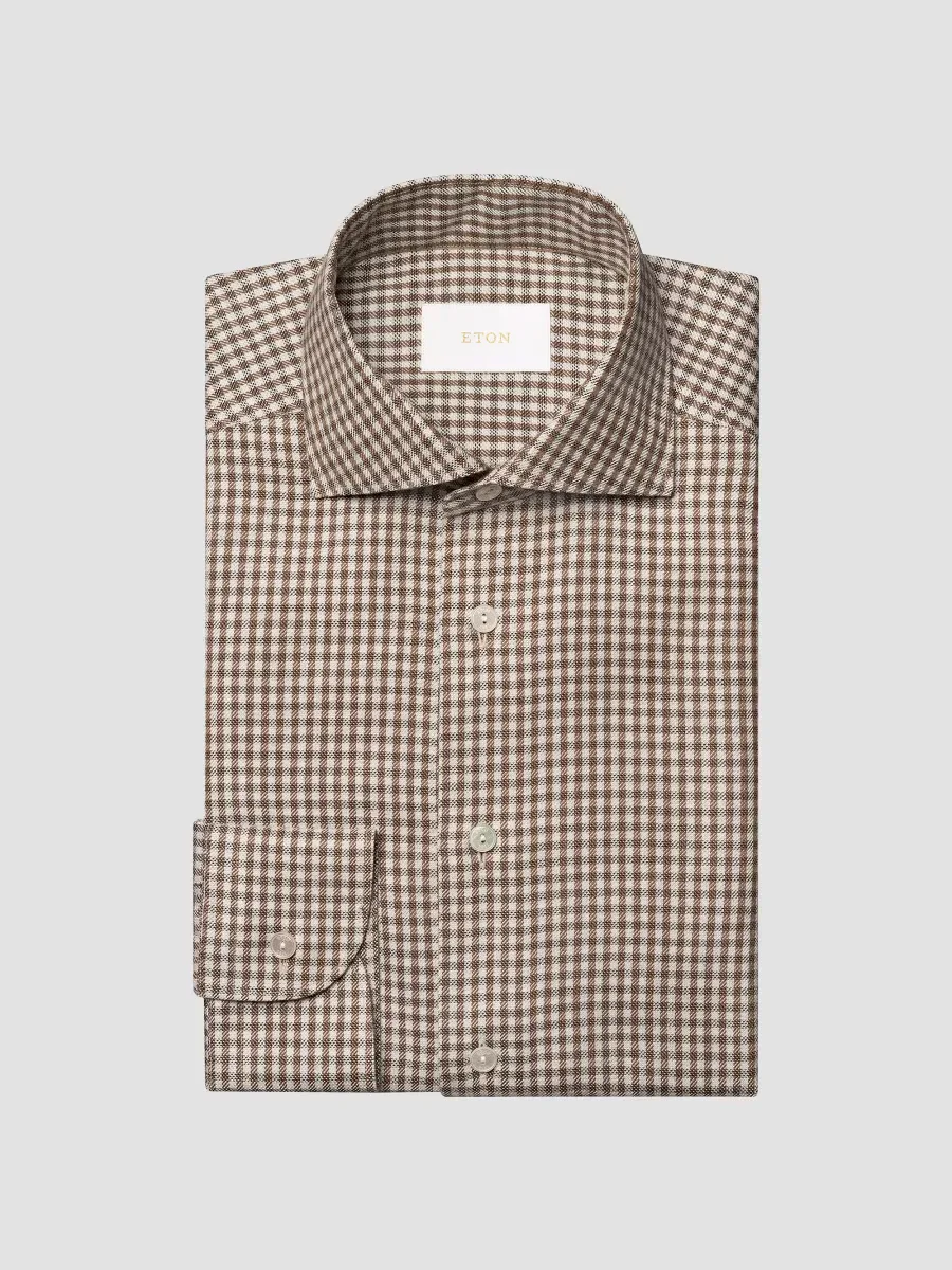 Gingham Cotton-Blend Button-Front Shirt by Eton