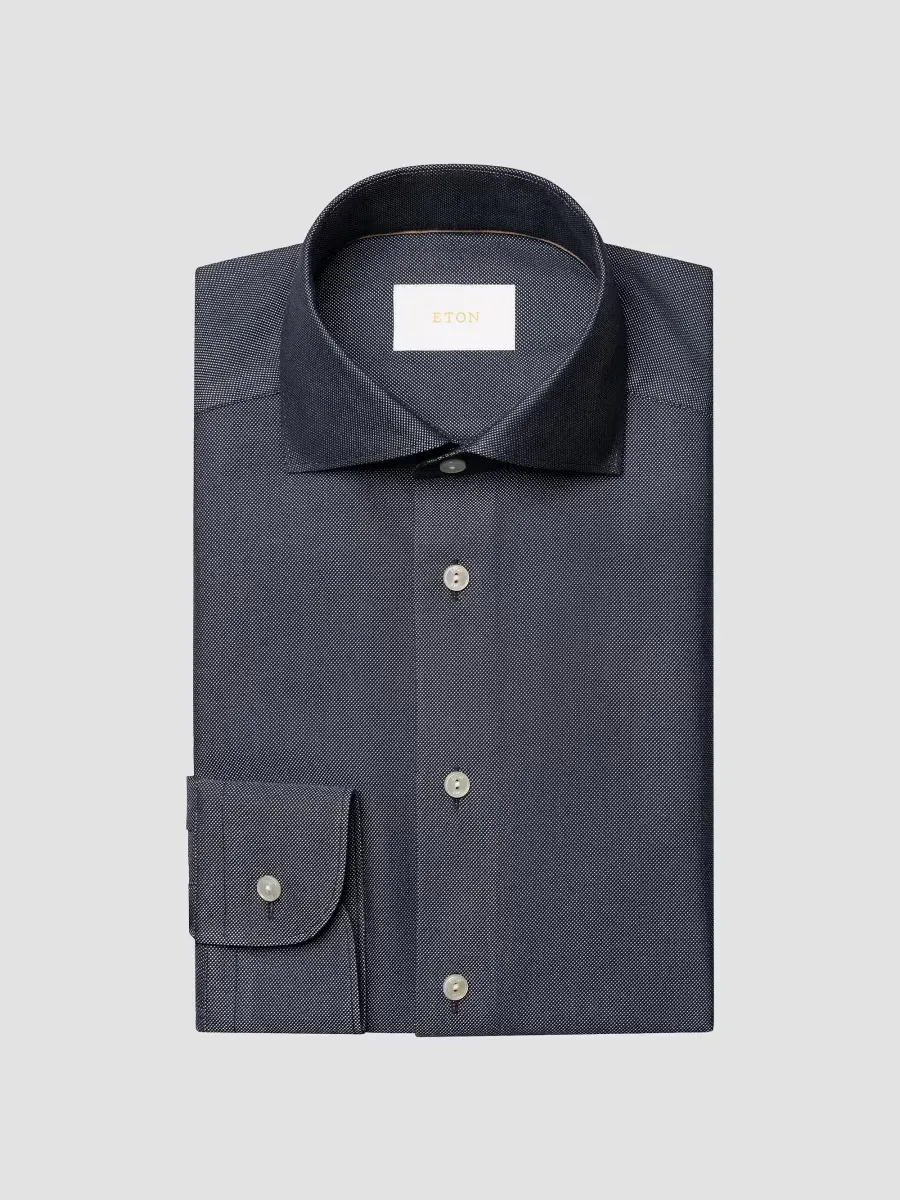 Birdseye Cotton-Blend Button-Front Shirt by Eton