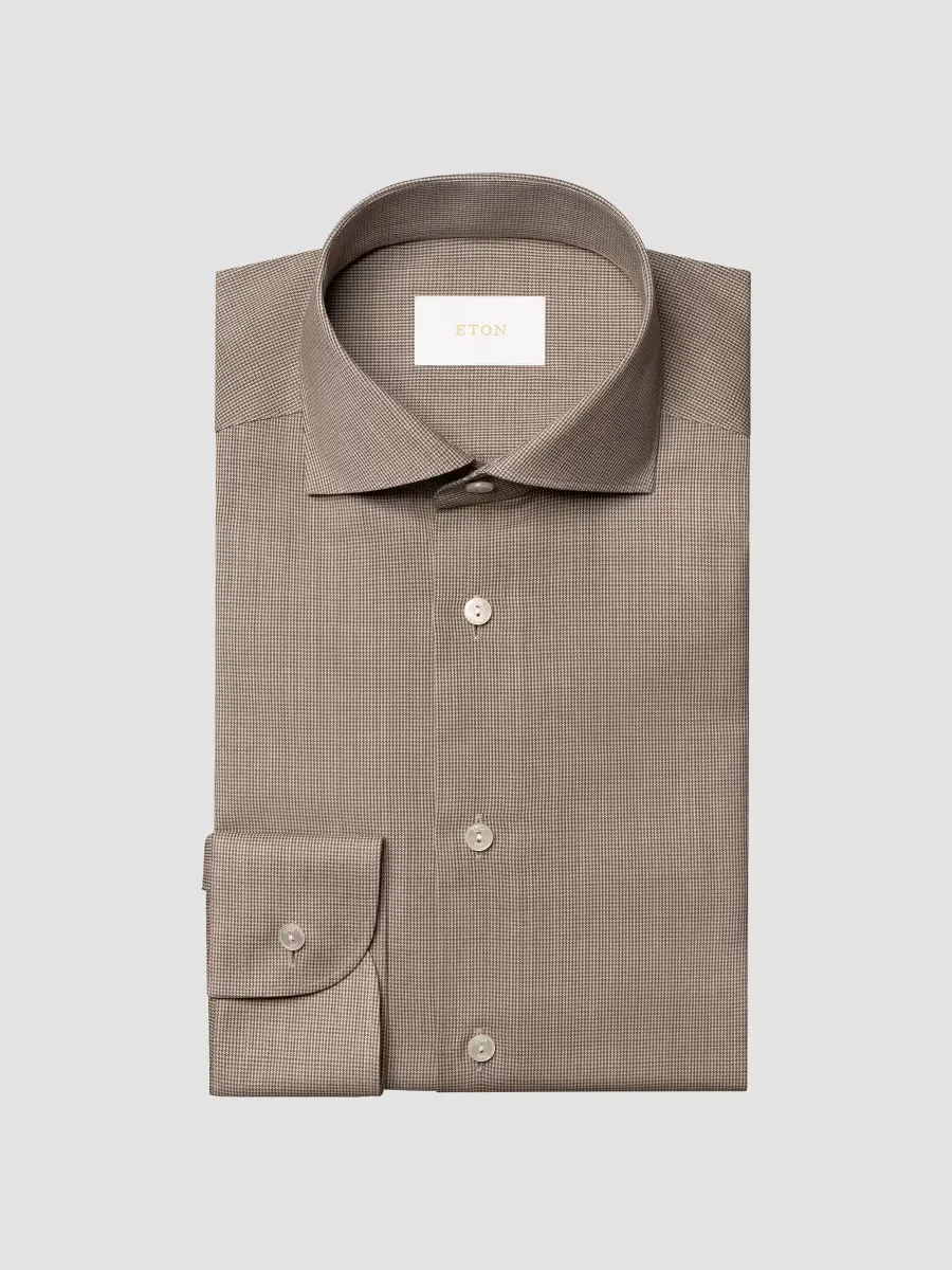 Merino Wool Micro Houndstooth Shirt by Eton